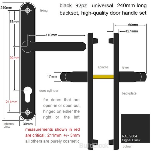 Door handles upvc black set - upvc,